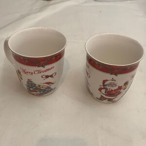 Alpine Cuisine New Bone China Set Of 2 Jumbo Mugs 19 Ounces Each Merry Christmas